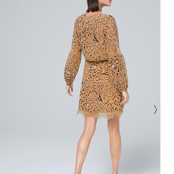 White House Black Market lace Trim Abstract Dress size 2 - Picture 2 of 10